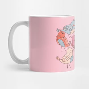 Sketch Cute Birds Colorful Mug